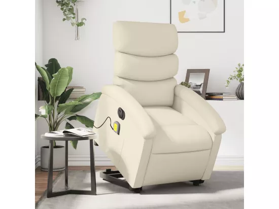 Fauteuil inclinable massant électrique crème similicuir