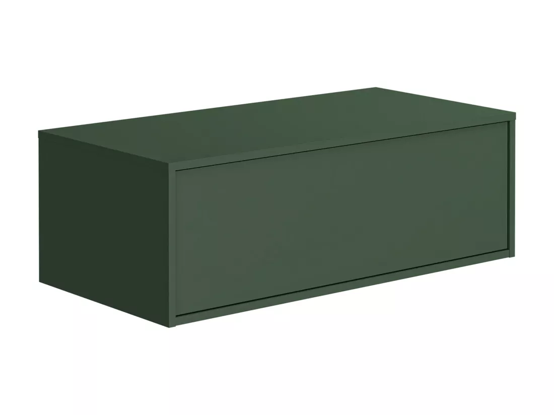 Meuble de salle de bain suspendu vert mat avec simple vasque carrée - 94 cm - TEANA II