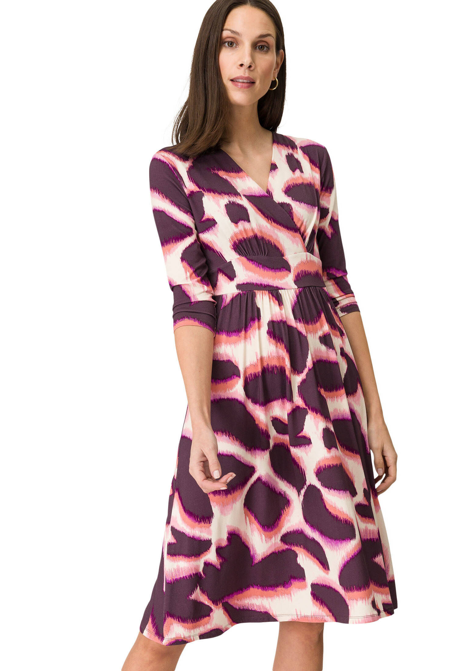 zero| Damen Jerseykleid knielang Wickeloptik
