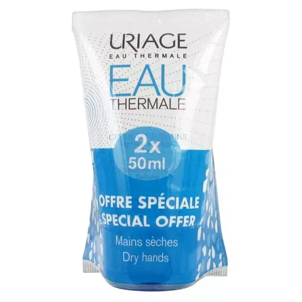 Creme para as mãos Uriage com Água Termal, embalagem com 2 unidades de 50ml