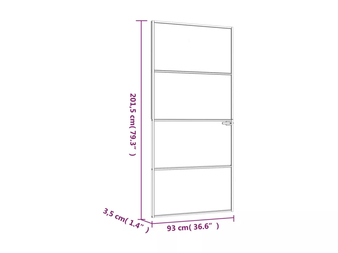 Porte d'intérieur Noir 93x201,5 cm Trempé verre aluminium fin