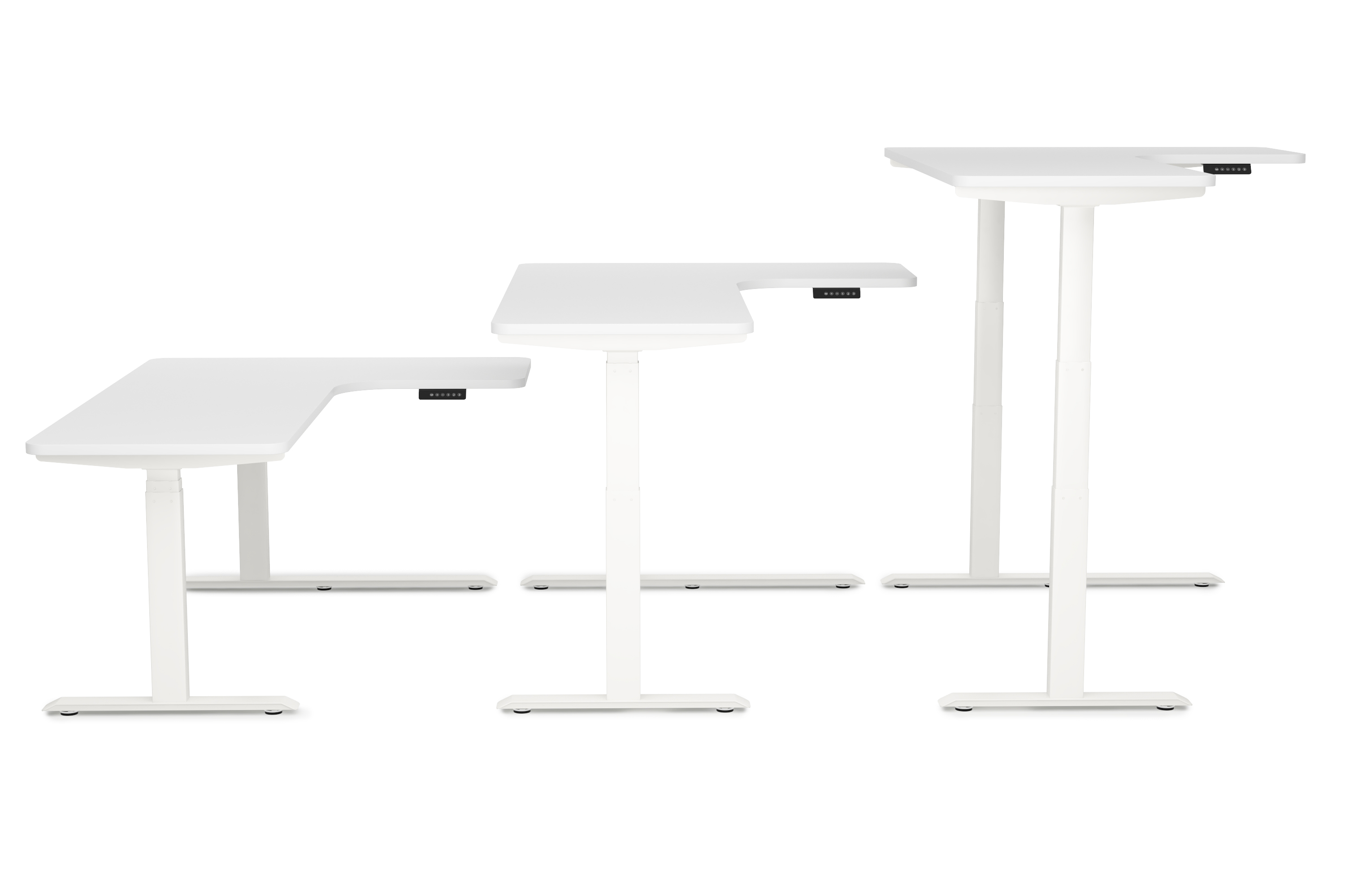 Stehpult Eckschreibtisch elektrisch PREMIUM weiss 160 x 110 cm