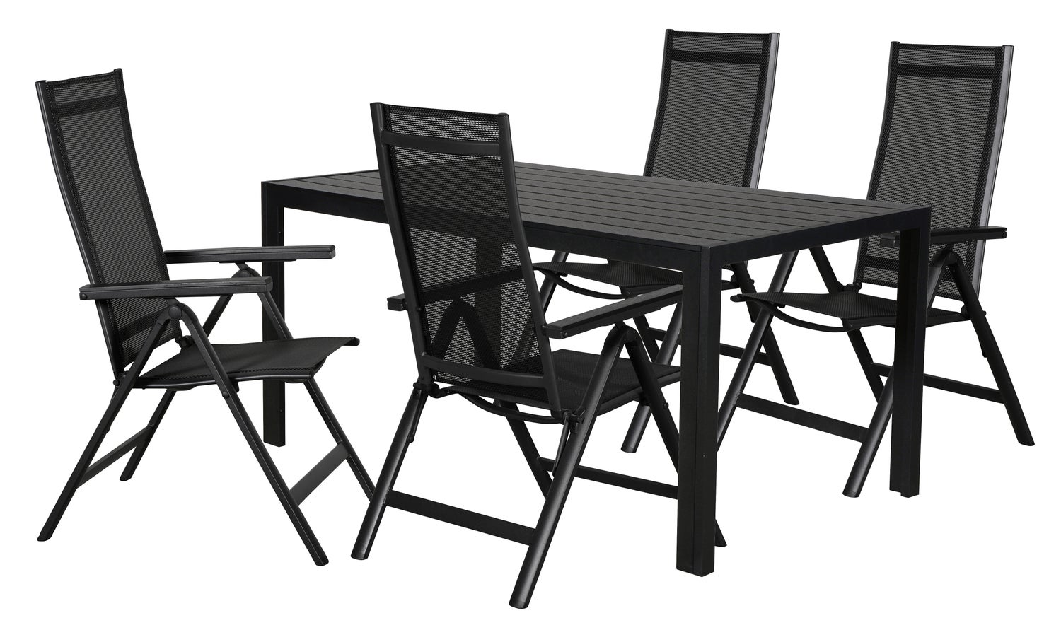 Cult tuinmeubelset: 1 tafel en 4 stoelen. 150 x 90 x 75 cm