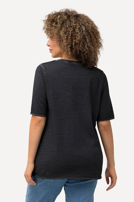 T-Shirt, Flockdruck, Classic, Rundhals, Halbarm
