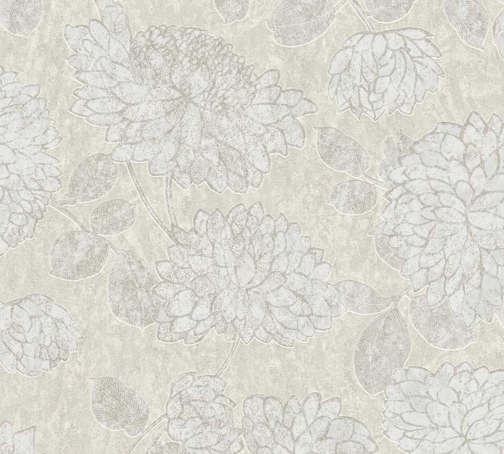 A.S. Creation Vliestapete - beige-weiß - Floral - 10 Meter