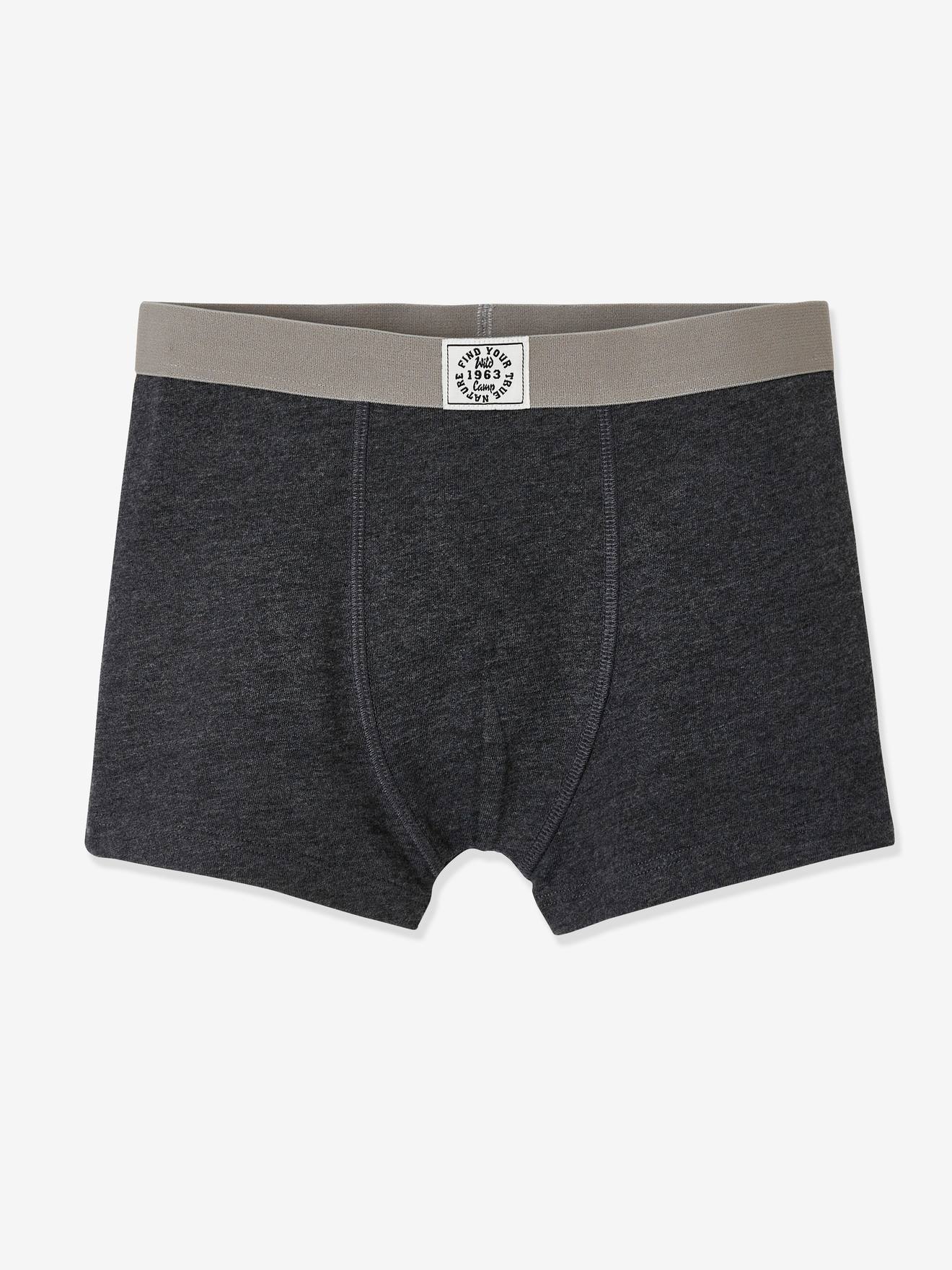 Pacote com 5 cuecas boxer cinza claro mesclado para meninos