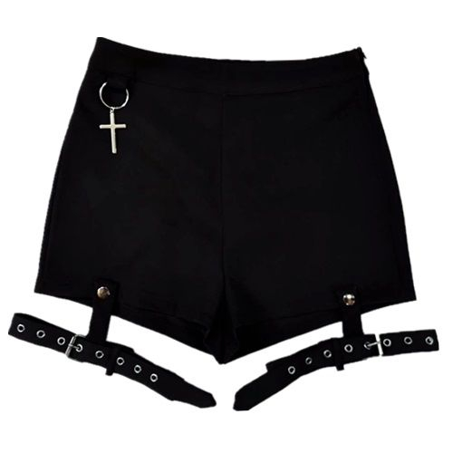 Miu B - Cross Accent Shorts met afneembare jarretels