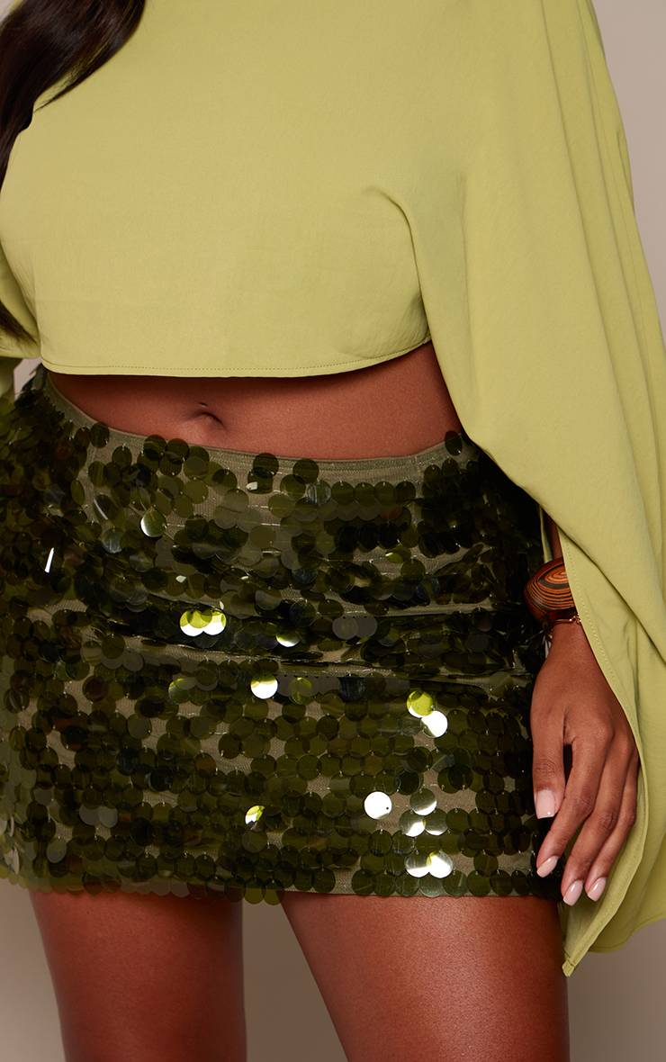 Vert Jupe Mini À Sequins Grande Taille