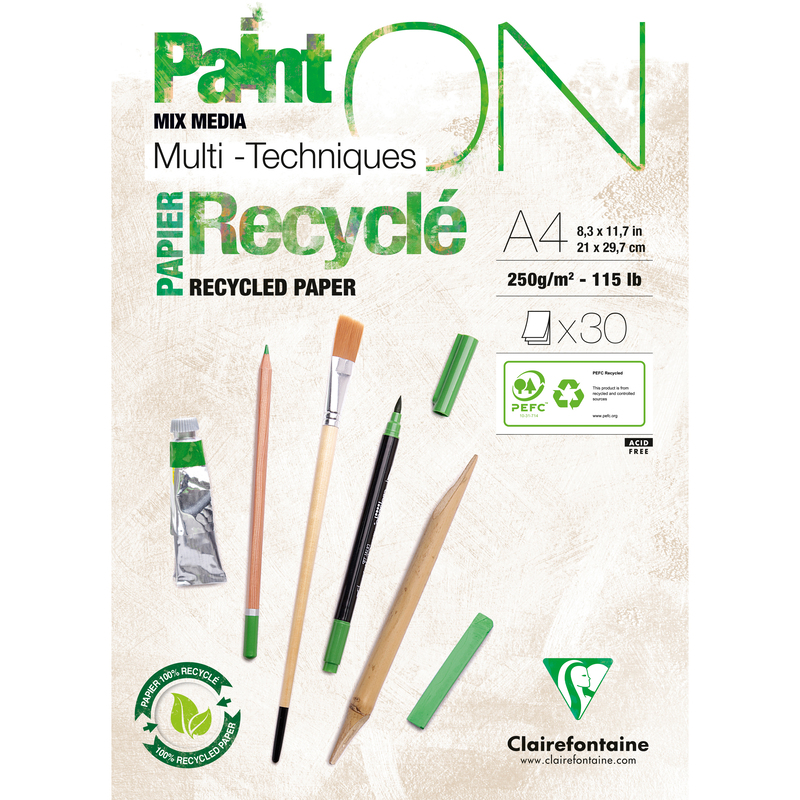 Clairefontaine Paint'ON Recycling Zeichenblock, A4, blanco