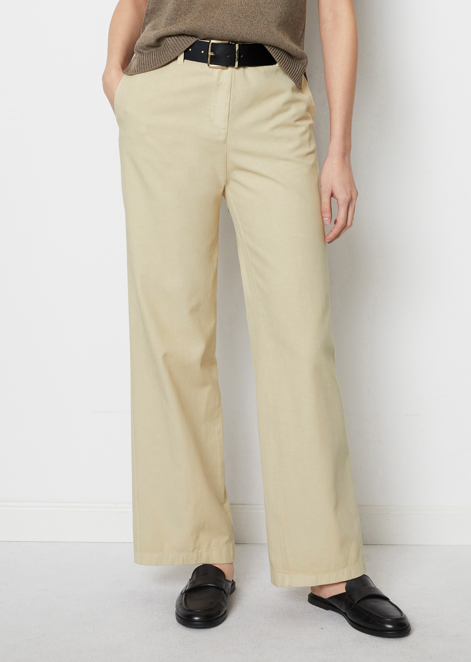 Wide Leg Pantsaus Baumwolle-Hanf-Mix
