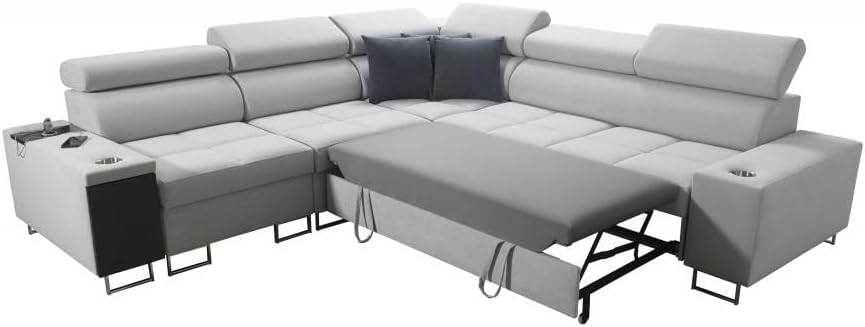 IM SOFA Eckcouch L-Form Bettfunktion Ecksofa MOREN III (Schwarz, Links)