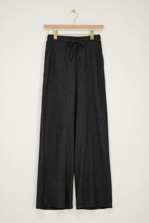 Grijze wide leg crinkle broek