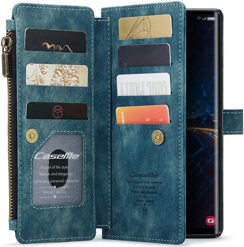 CaseMe - C30 - Hoesje - Blauw - Pasjeshouder Book Case voor Samsung Galaxy S25 Ultra