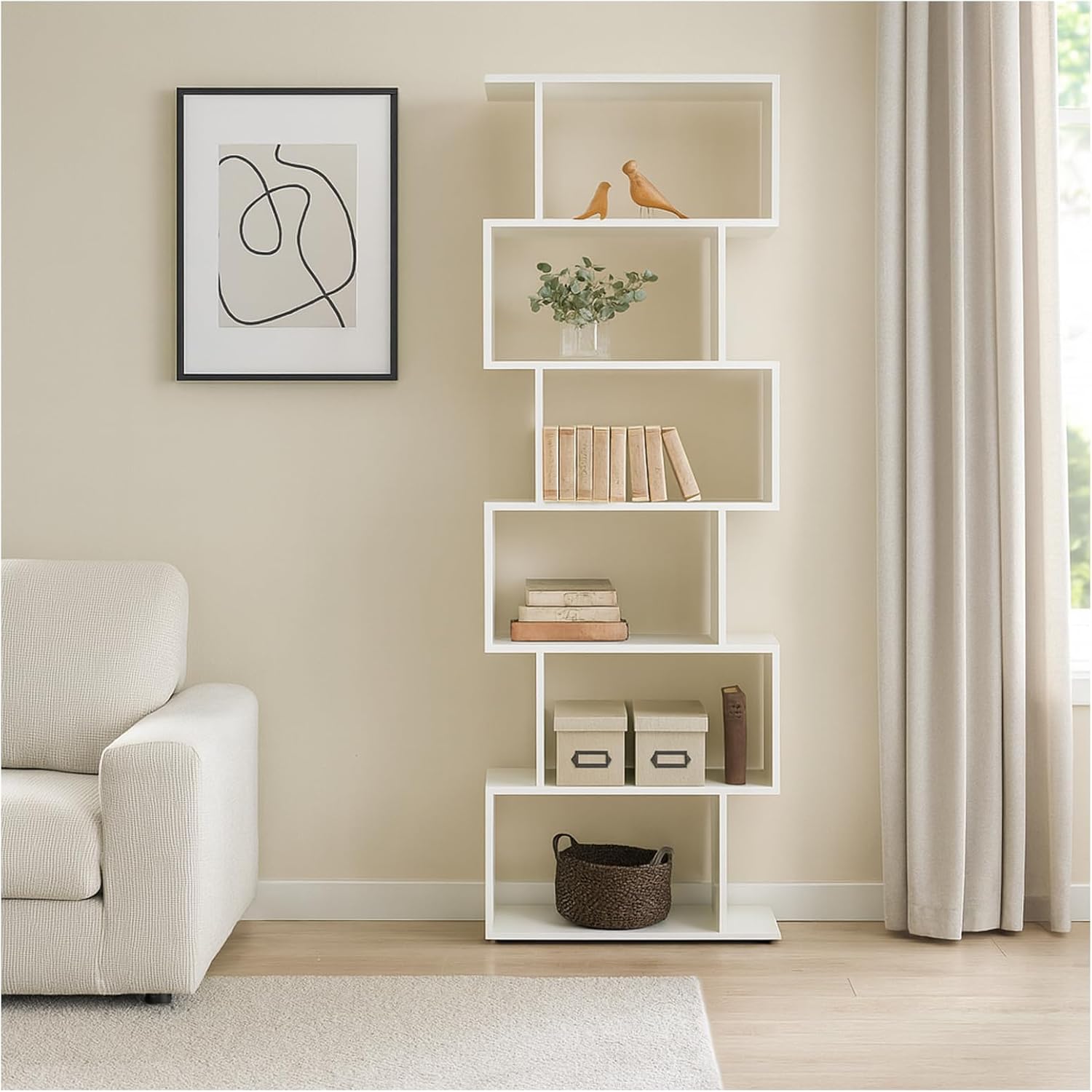 HTI living Regal Thekla 70189 Bücherregal Standregal 6 Regalfächer Weiß