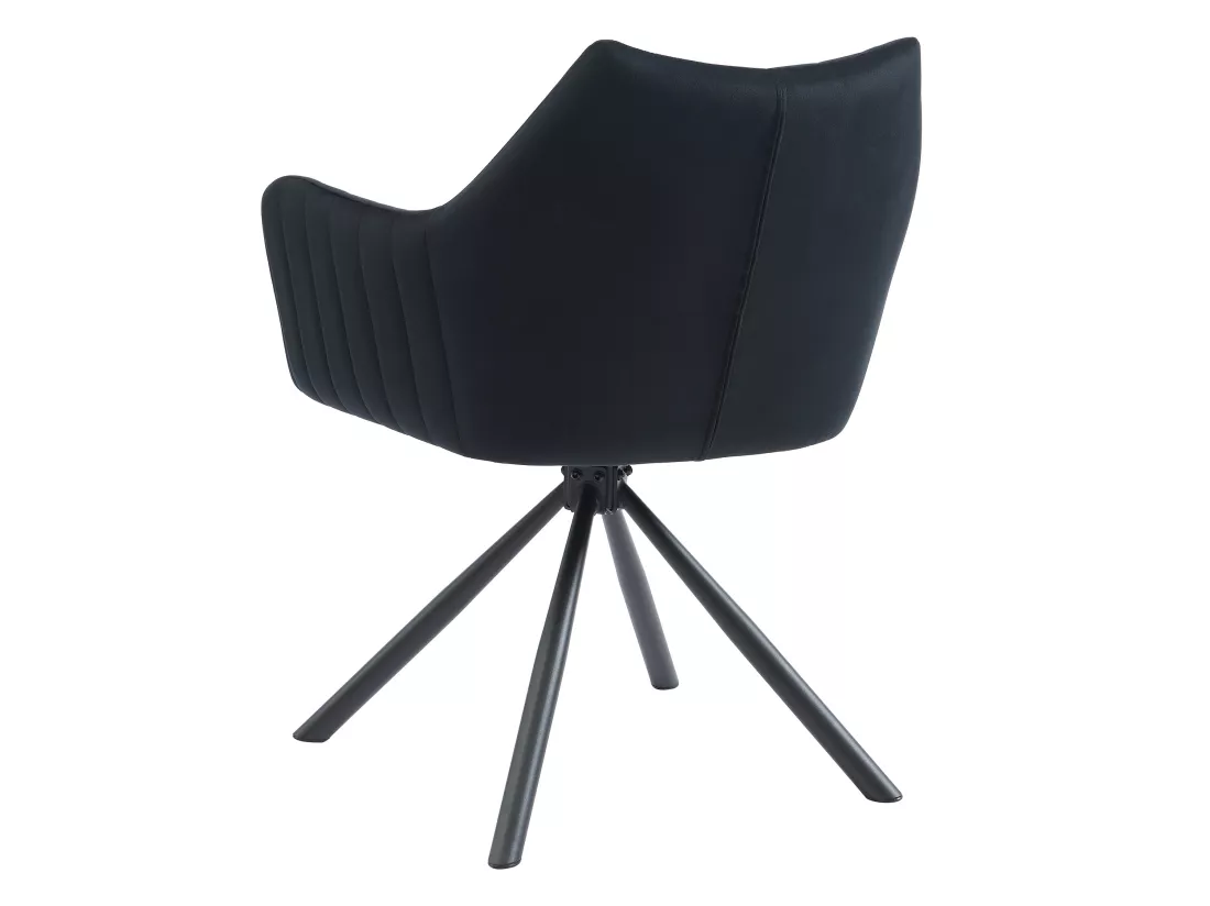 Lot de 6 chaises avec accoudoirs en velours et métal - Noir - IZIALI