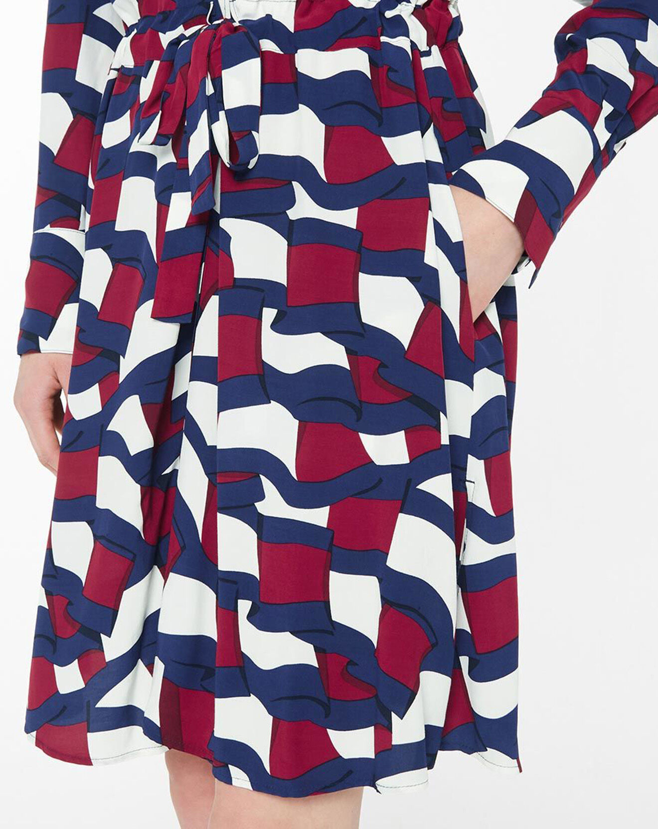 Tommy Hilfiger Robe chemise Fluide imprimée bleu/rouge/blanc