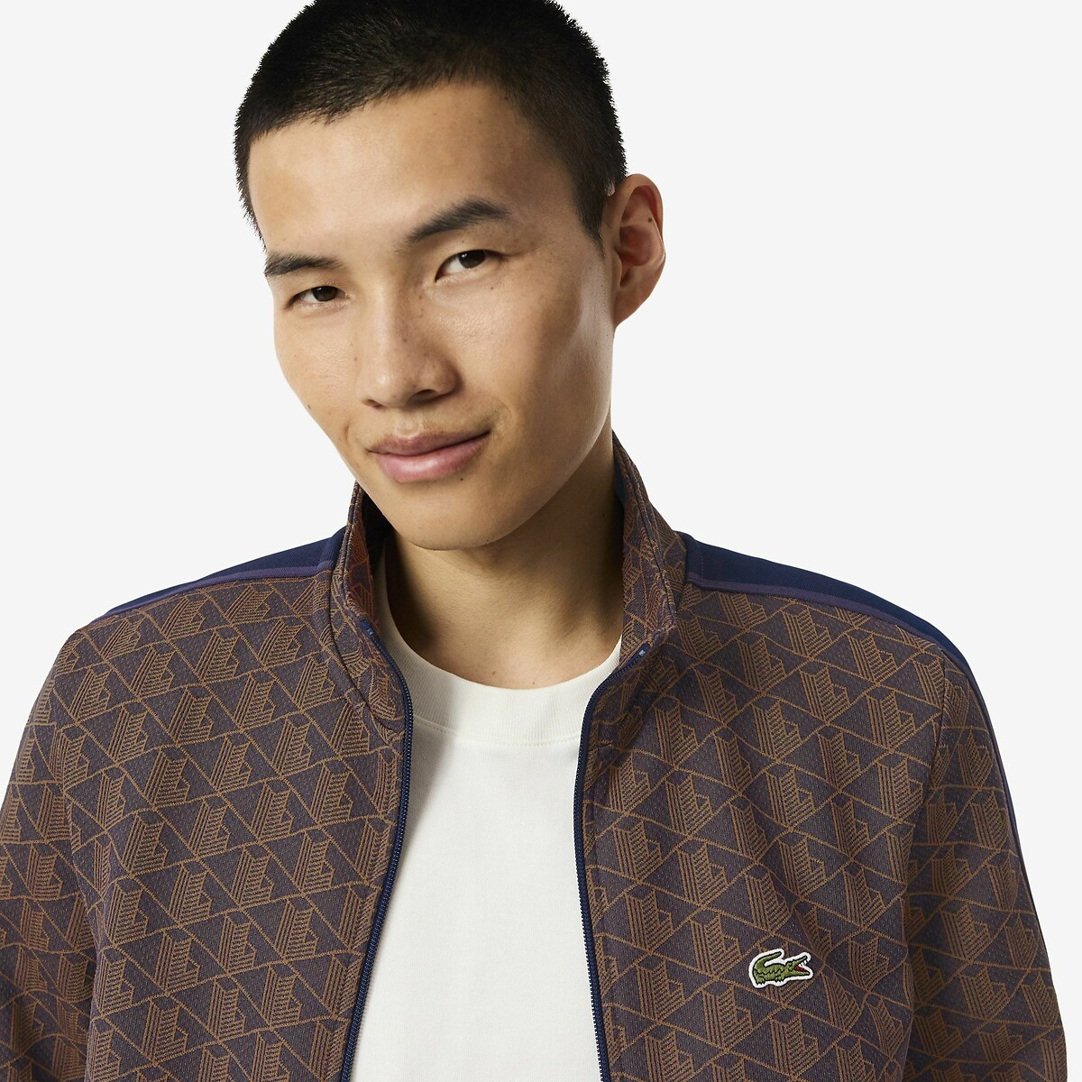 Suéter LACOSTE com zíper e gola alta