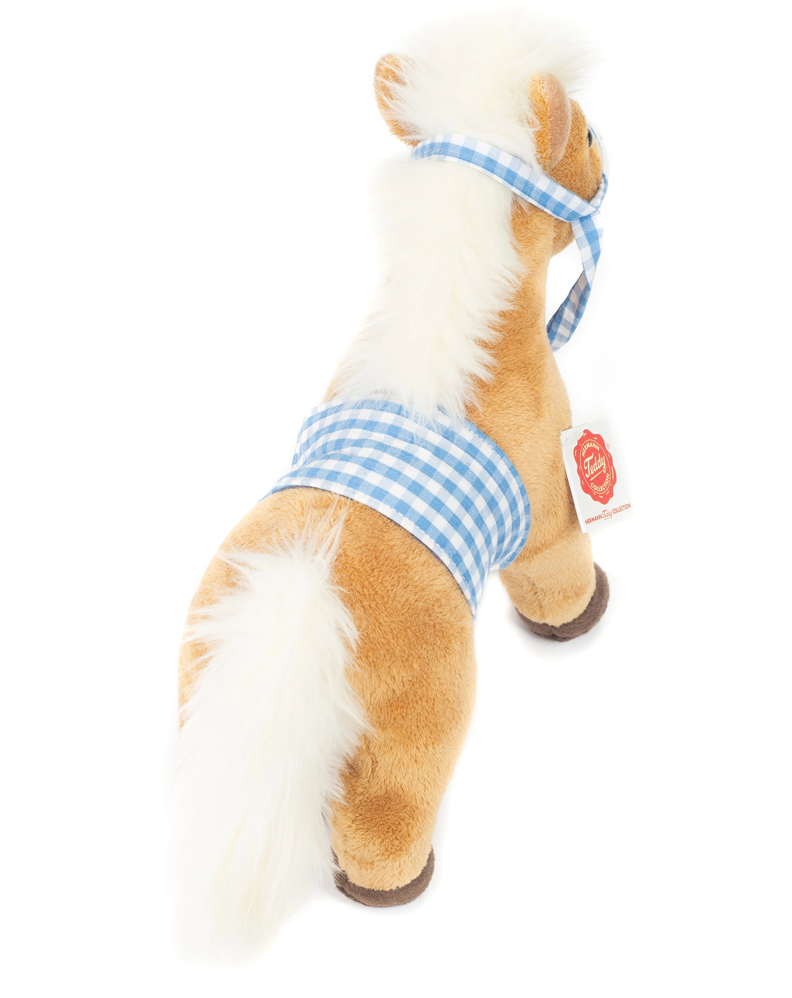 Kuscheltier PFERD (23 cm) stehend mit Sattel in braun