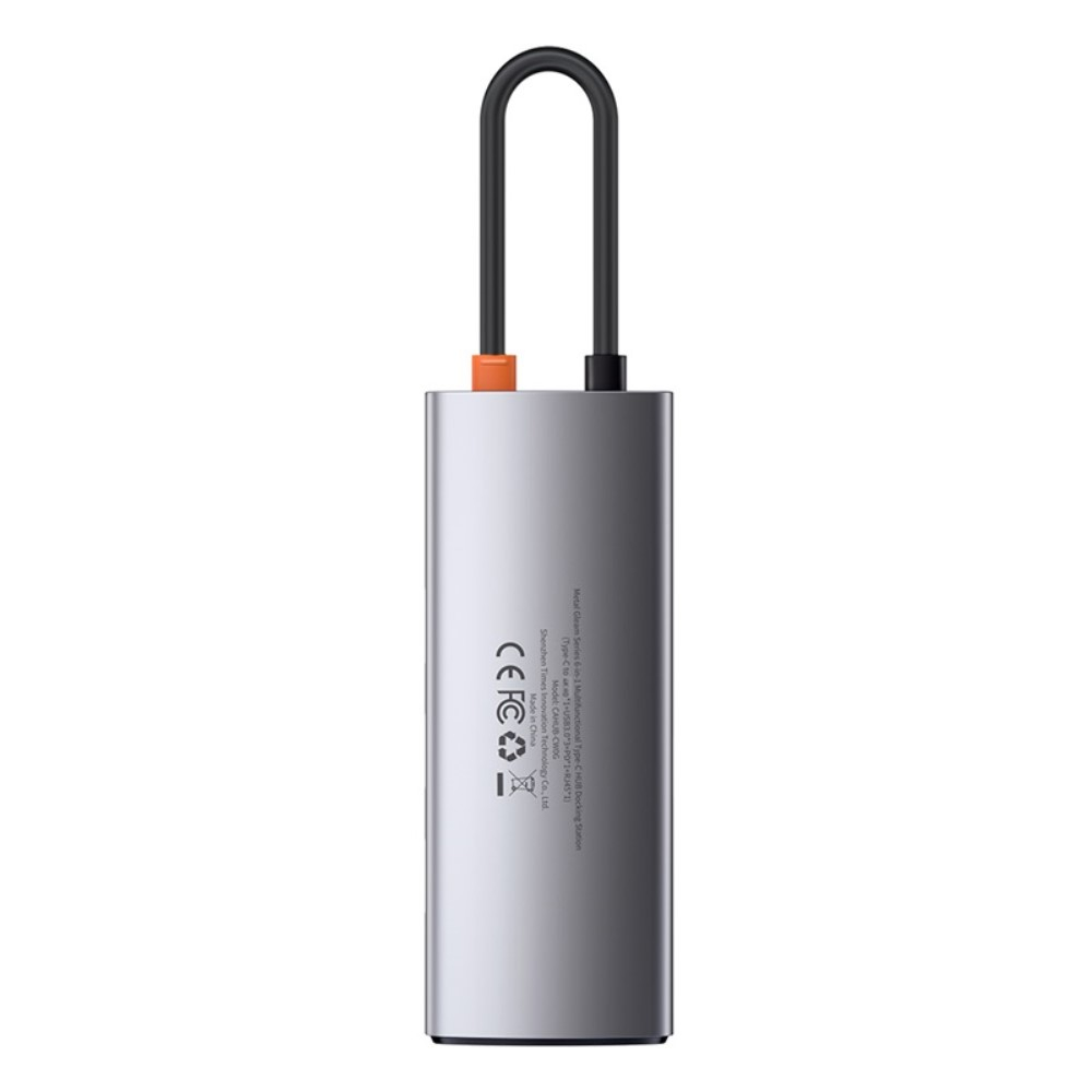 (100W) 6in1 USB C Multiport Adapter mit USB C (PD) / 4K HDMI @30Hz / 3x USB 3.0 / Ethernet RJ45 Port - Grau