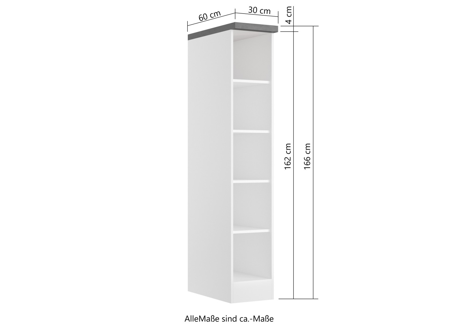 Küchenregal MONZA - weiß Hochglanz - Beton-Optik