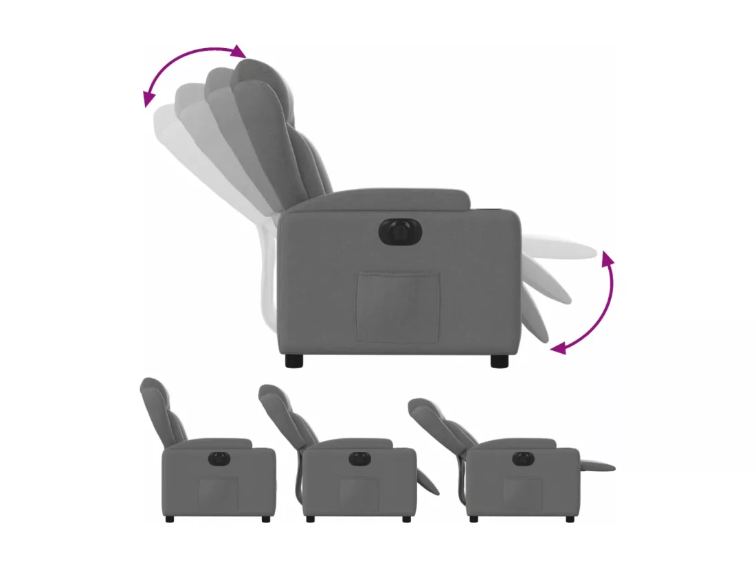 Fauteuil inclinable électrique Gris foncé Tissu