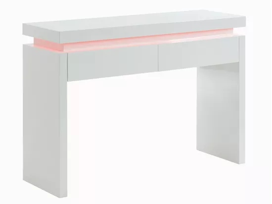 Console EMERSON II - LEDs - 2 tiroirs - MDF laqué blanc