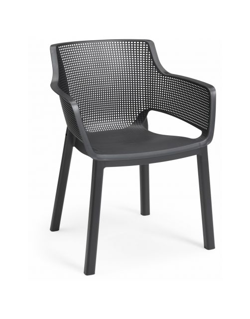 Keter Stoel Elisa - Tuinmeubelen - 62.5x57x79cm cm Antraciet Stapelbaar