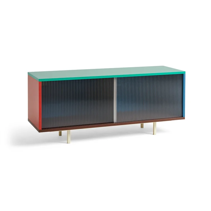 HAY - Colour Cabinet M mit Glastüren, 120 x 51 cm, mehrfarbig (freistehend)