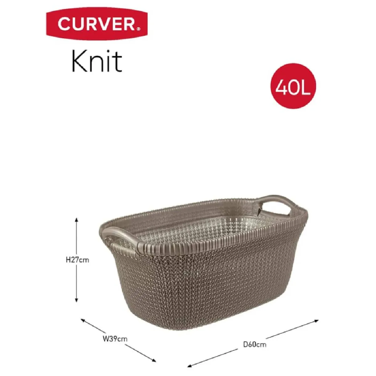 Curver Panier à linge Knit - 40 L Marron