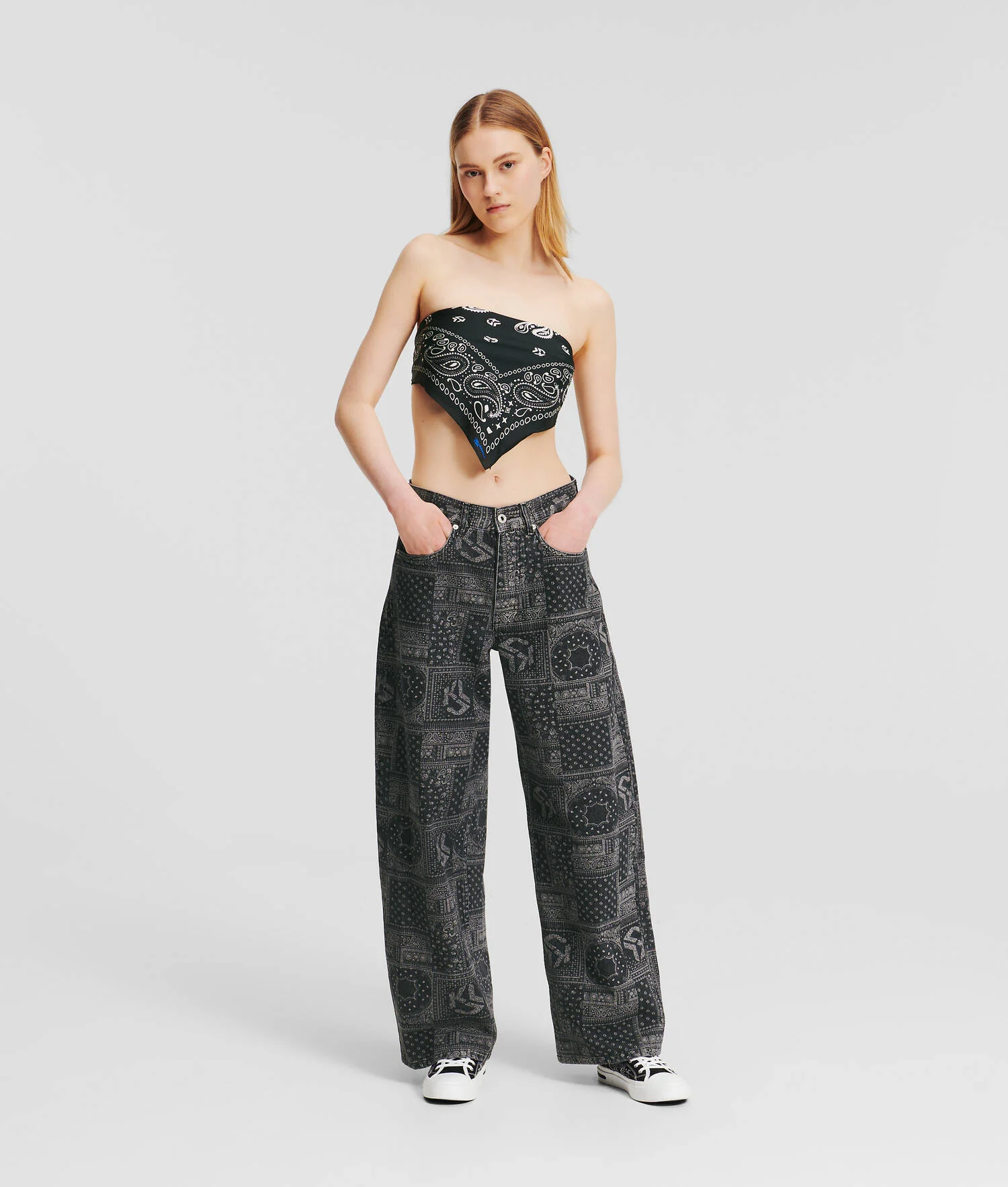 JEAN BAGGY TAILLE HAUTE IMPRIMÉ BANDANA KLJ