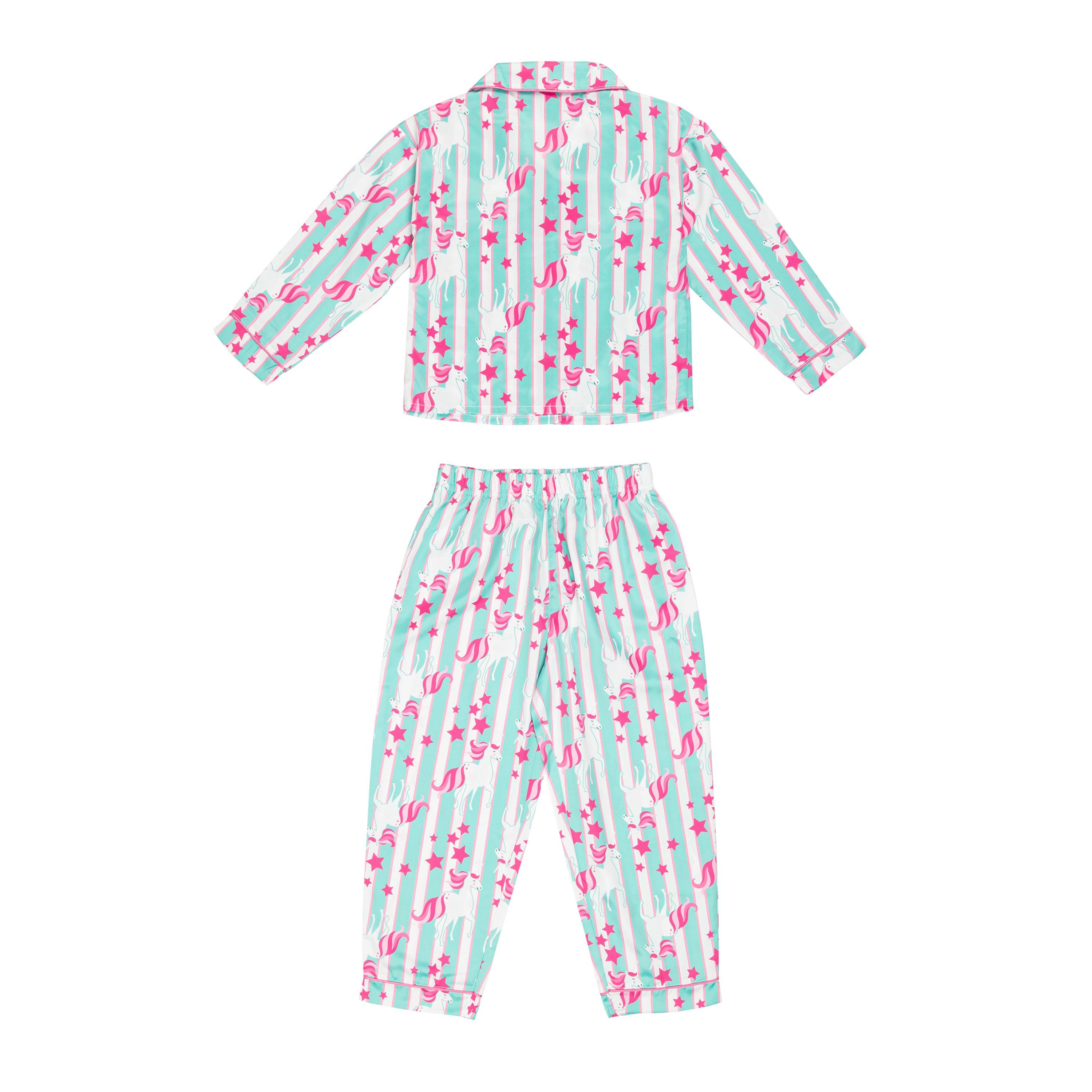 Miso Kids Girls Unicorn Satin Pyjama Set