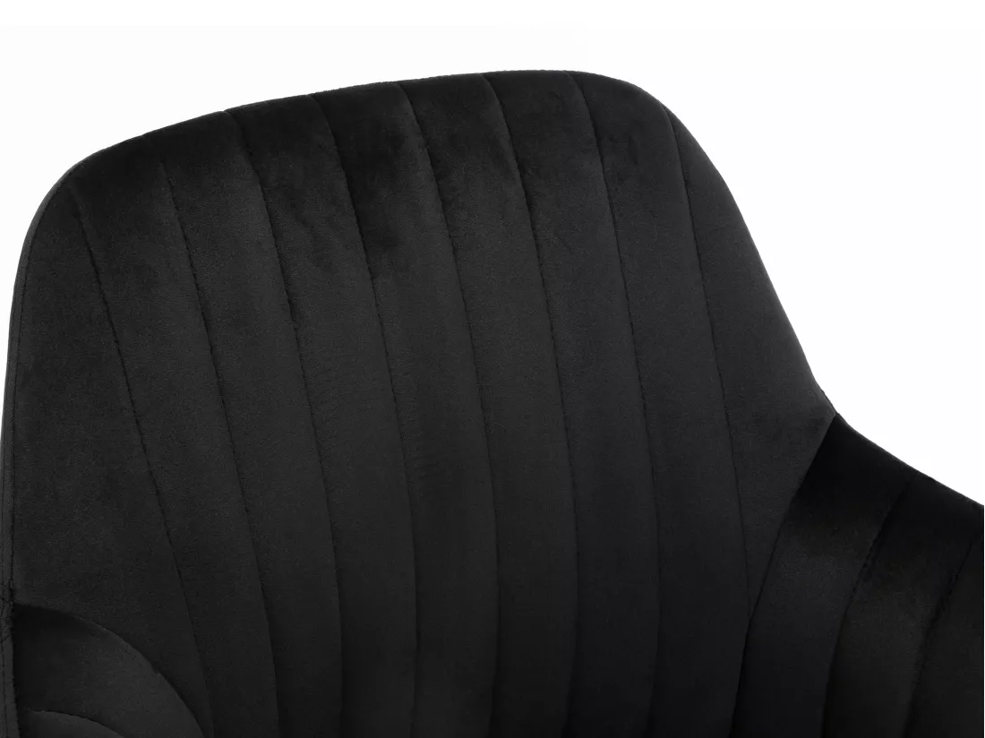 Lot de 2 chaises avec accoudoirs en velours et métal doré - Noir - ELEANA