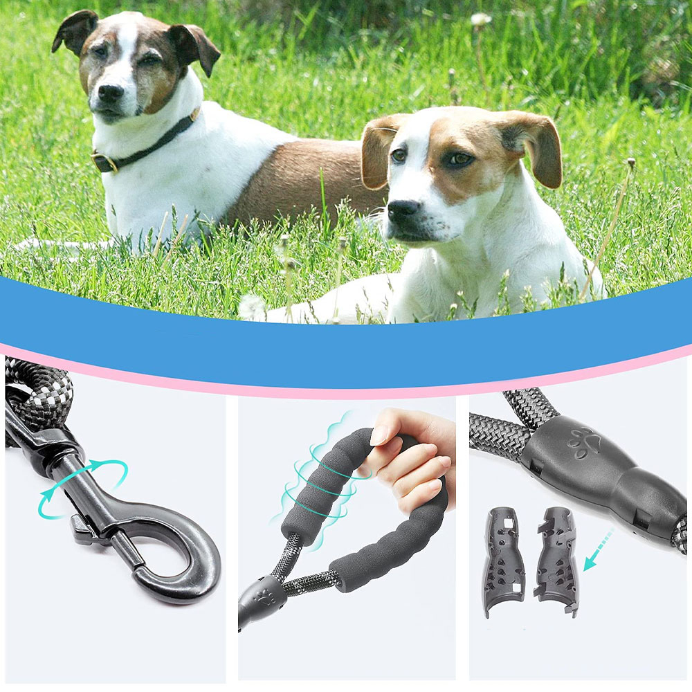 (1.5m) Reflektierende Hunde Leine Trainings Seil mit Schaumstoff Handschlaufe - Blau