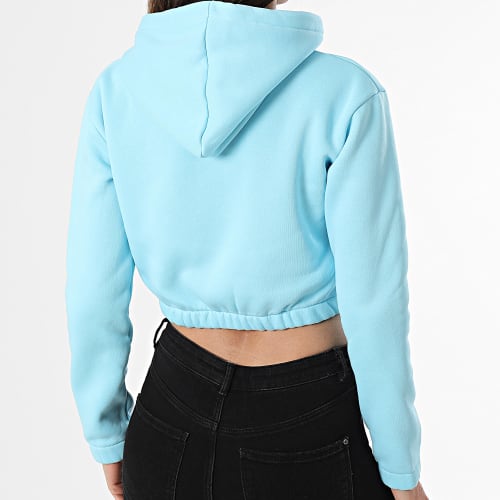 Sweat Zippé Capuche Crop Femme F243312 Bleu Clair