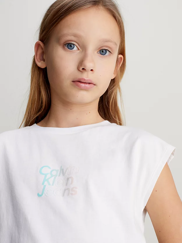 Camiseta com logo floculado de corte quadrado