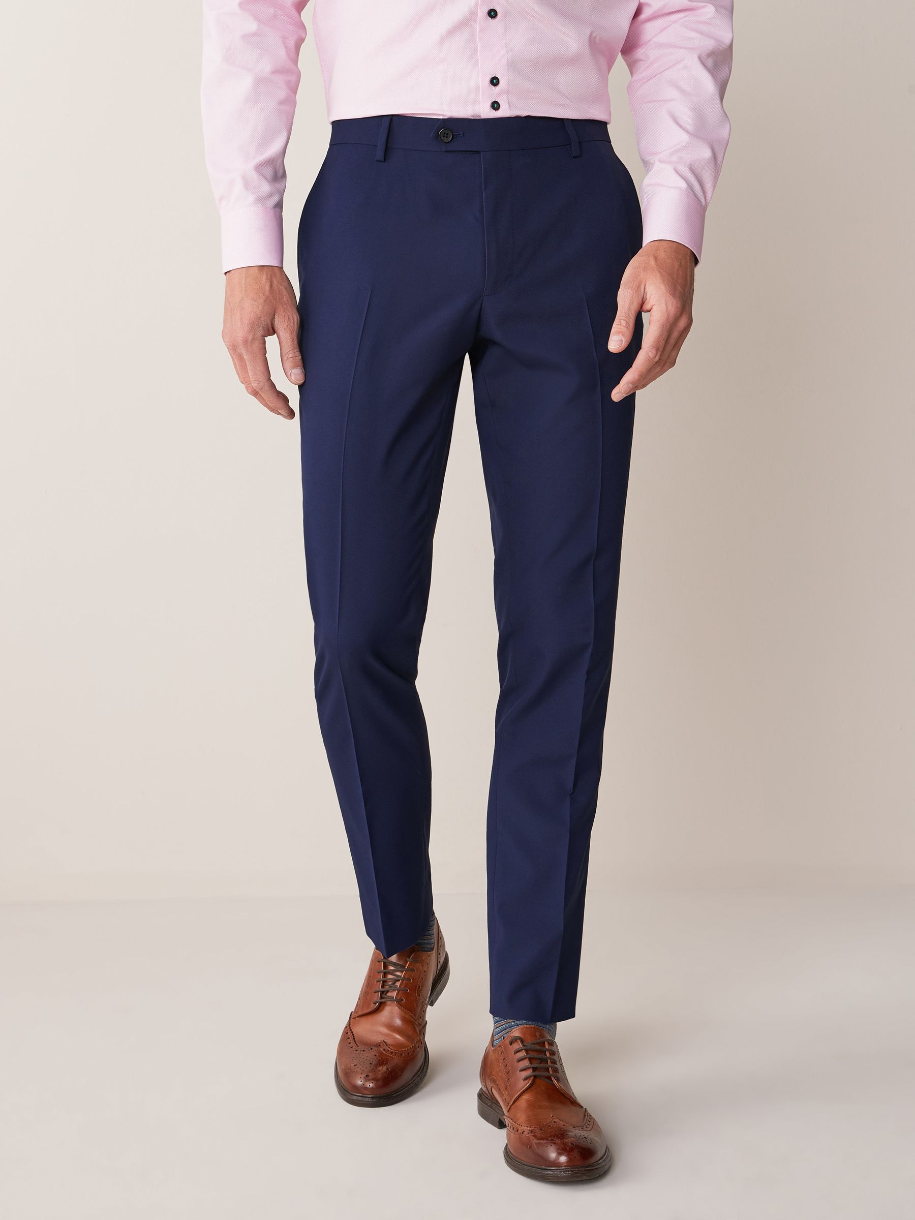 Helderblauw - Strakke Pasvorm - Kostuum met twee knopen: colbert