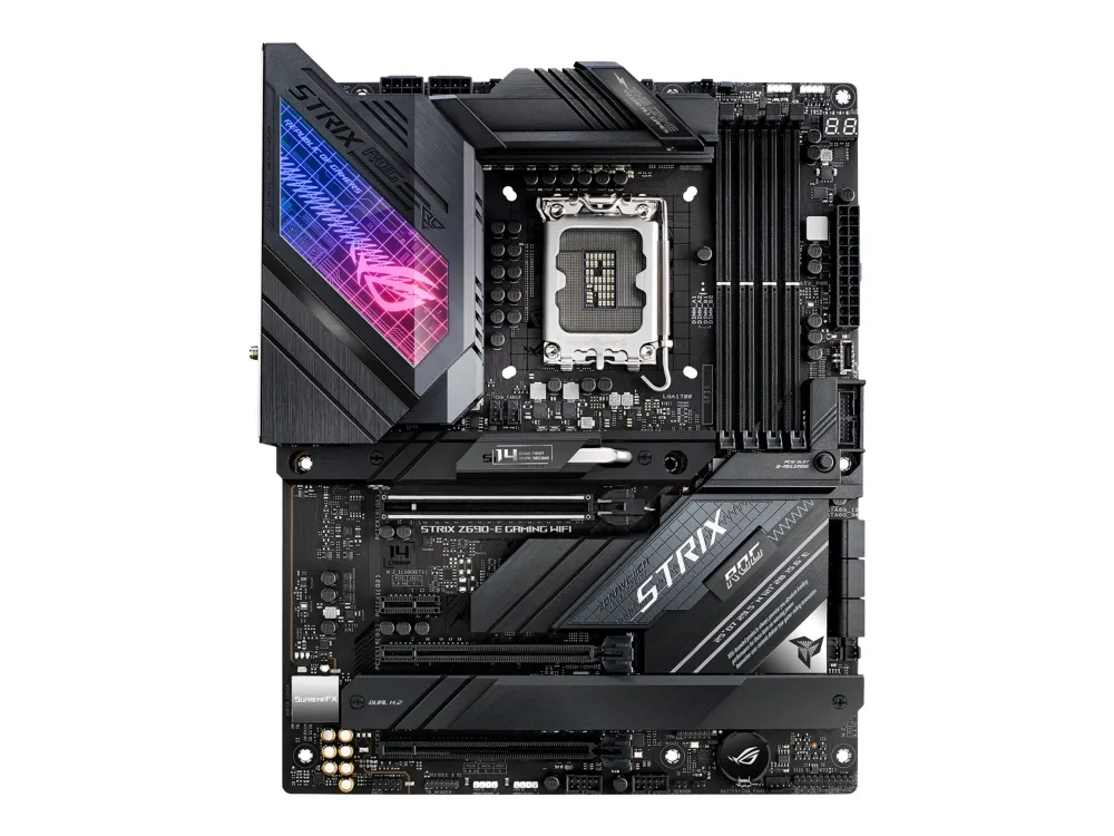 ASUS ROG STRIX Z690-E GAMING WIFI - Bundkort - ATX - LGA1700 sokkel - Z690 Chipset - USB-C Gen 2x2, USB-C Gen2, USB 3.2 Gen 1, USB 3.2 Gen 2 - 2.5 Gigabit LAN, Wi-Fi, Bluetooth - onboard grafik (CPU påkrævet) - HD Audio (8-kanaler)