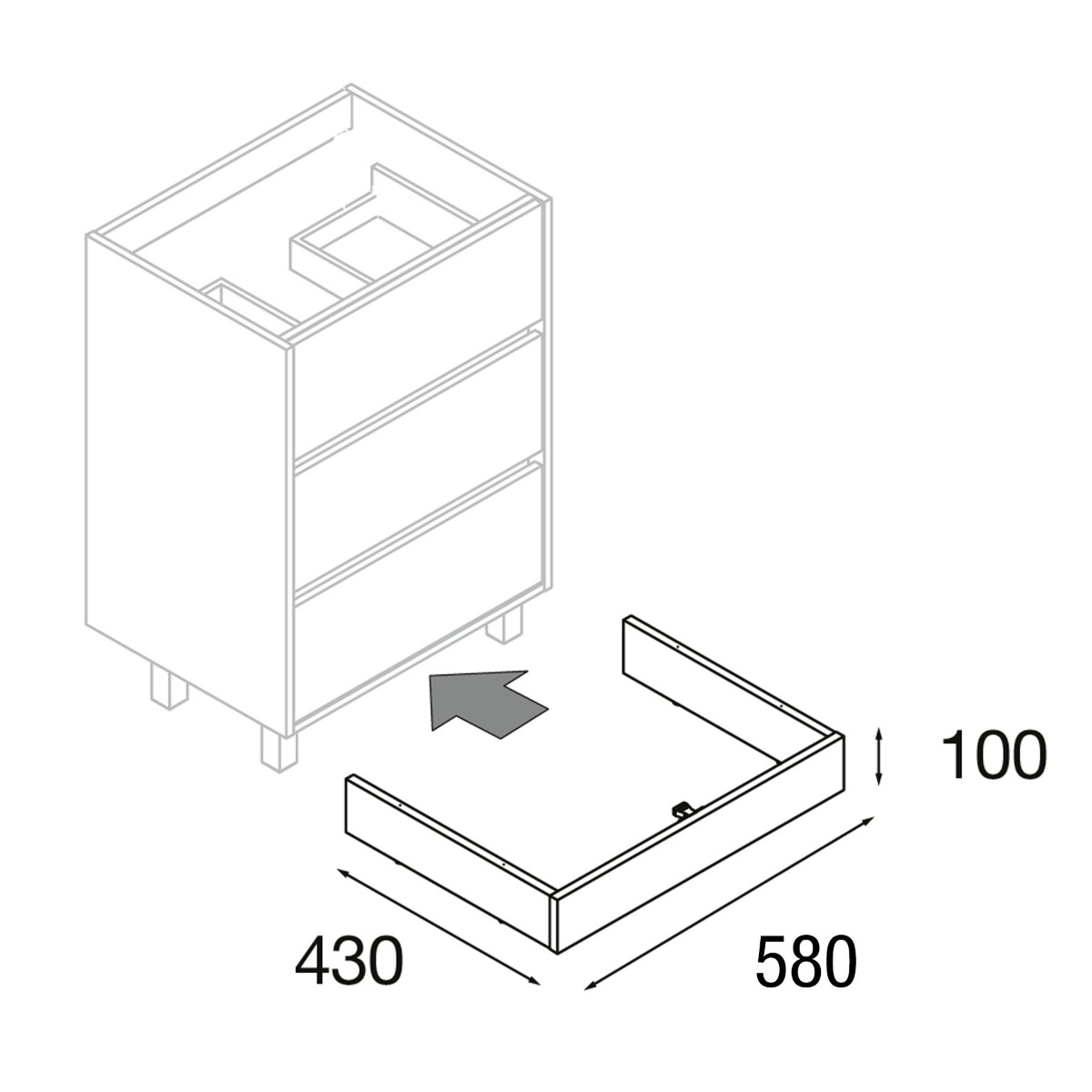 Muebles plint voor badkamermeubel 60cm eiken