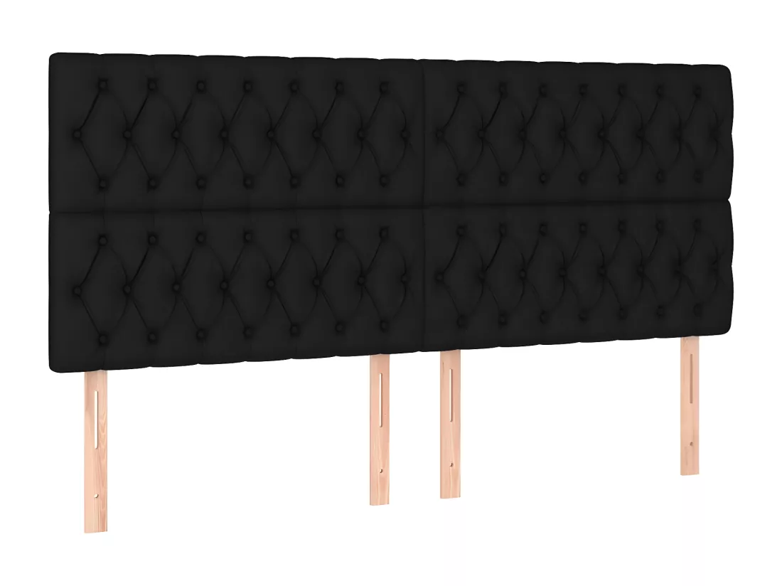 Sommier tapissier et matelas et LED Noir 200x200 cm Tissu
