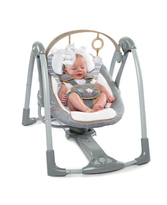 Ingenuity Swing and Go Bella Teddy Boutique babyswing grijs