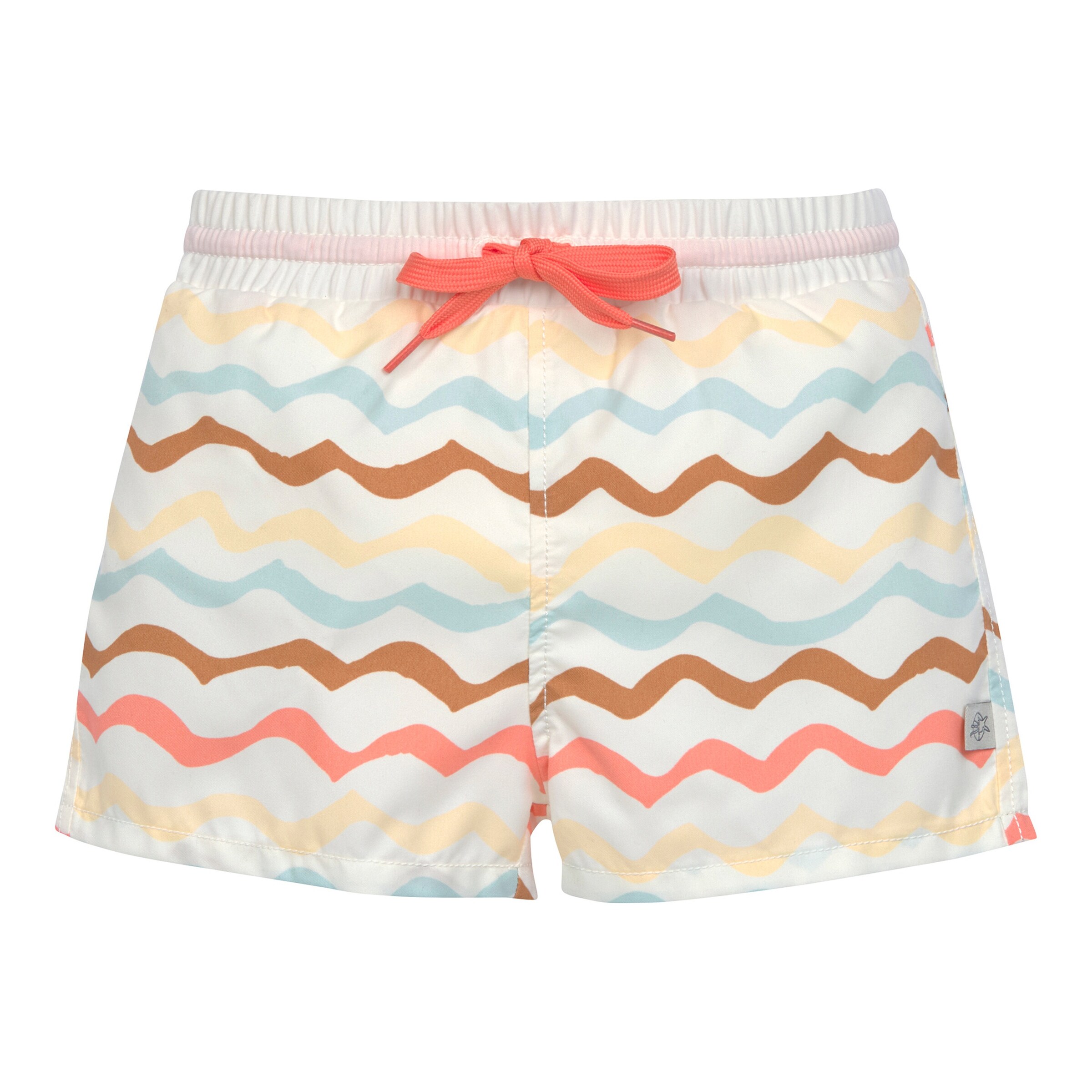 Lässig Badeshorts mit Windeleinsatz Wellen natur/bunt