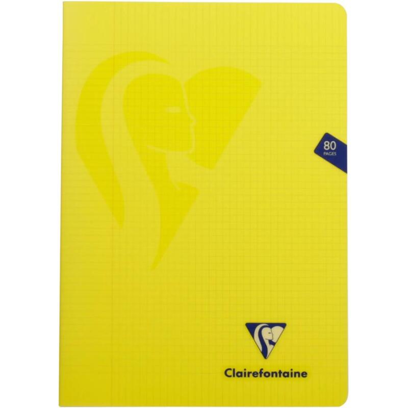 Cahier piqué Mimesys A4 80 pages petits carreaux + marge couverture polypropylène Couleur aléatoire - Assortis