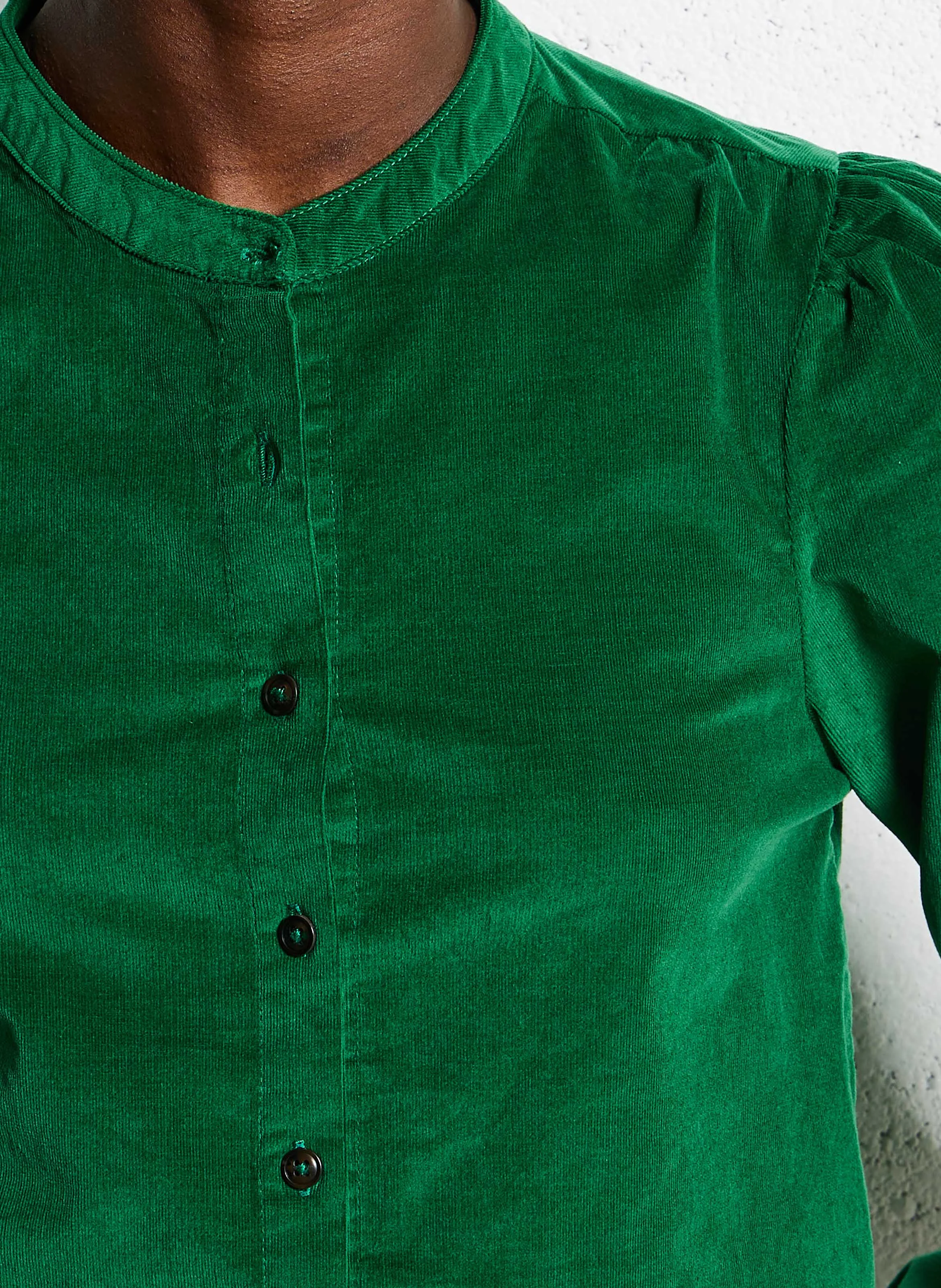 BLONDIE - Chemise col rond droite en coton mélangé | Vert