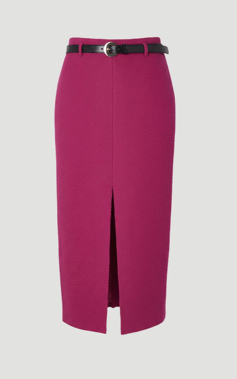 KarenMillen Jupe Crayon Ajustée en Tweed Texturé avec Ceinture