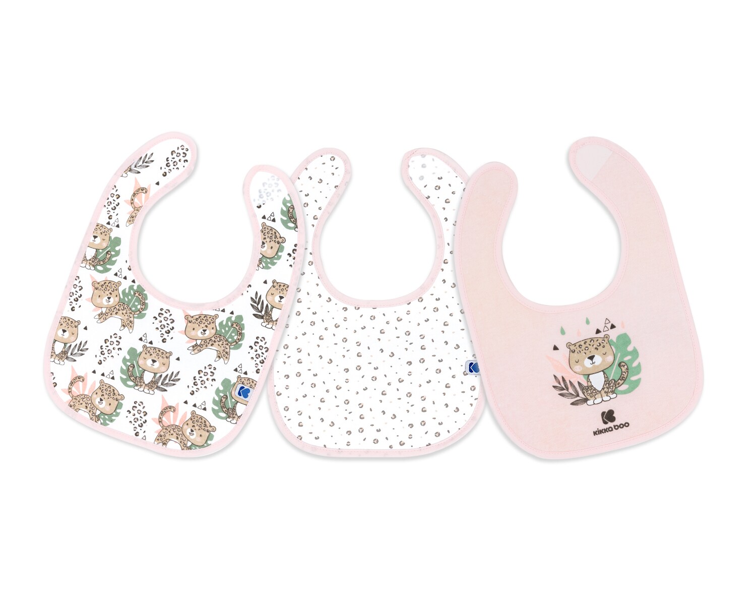 Kikkaboo Babylatz Savanna 3-tlg Set, Klettverschluss, 100% Baumwolle, wasserfest rosa