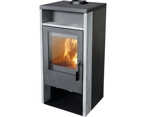 Firefix Kronos natuursteen houtkachel, 6 kW, met houtvak