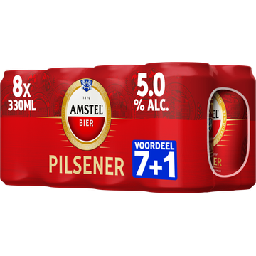 Amstel Pilsener Bier Blik Voordeelpack 7+1 x 330ml