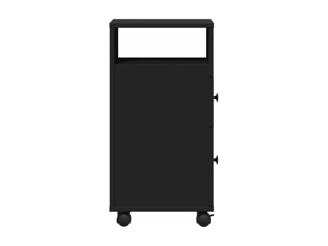 Meuble étroit de salle de bain à roulettes noir