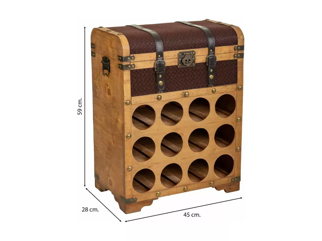 Coffre à bouteilles en bois marron 45x28x59h