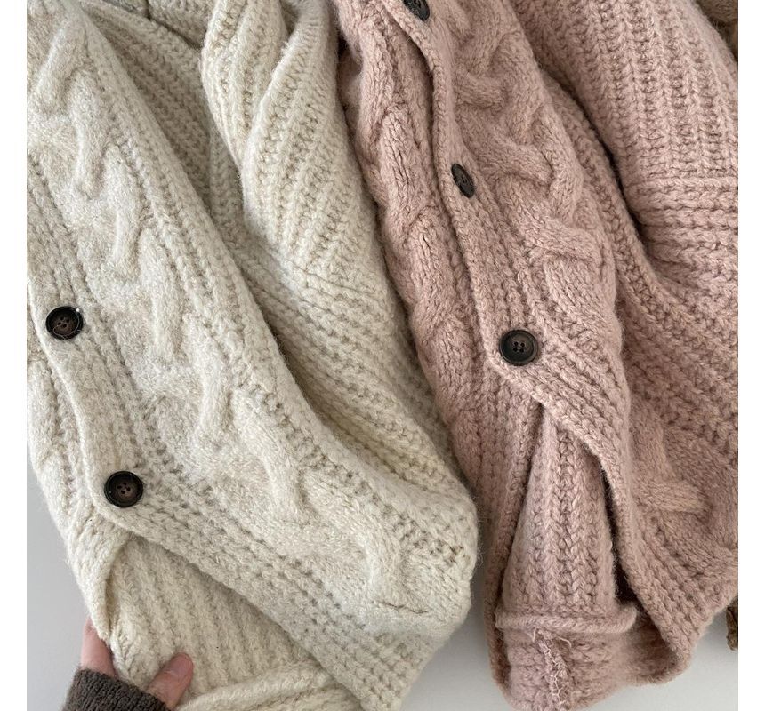 OGAWA - Lange mouwen effen kabelgebreide cardigan